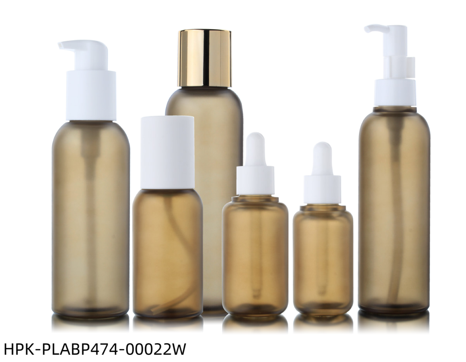 Frosted Amber Plastic Lotion Bottle & Pipette Dropper Bottle & Cream Jar